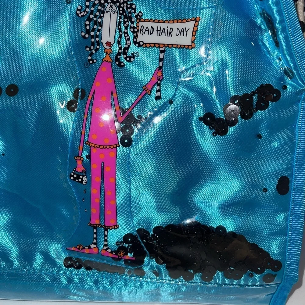 Dolly Mama Blue Satin & Sequin Makeup/Jewelry Case